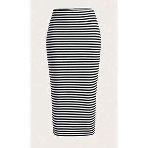 Shein Curve PLUS 1XL Striped micro rib stretchy bodycon pencil skirt lydia dietz